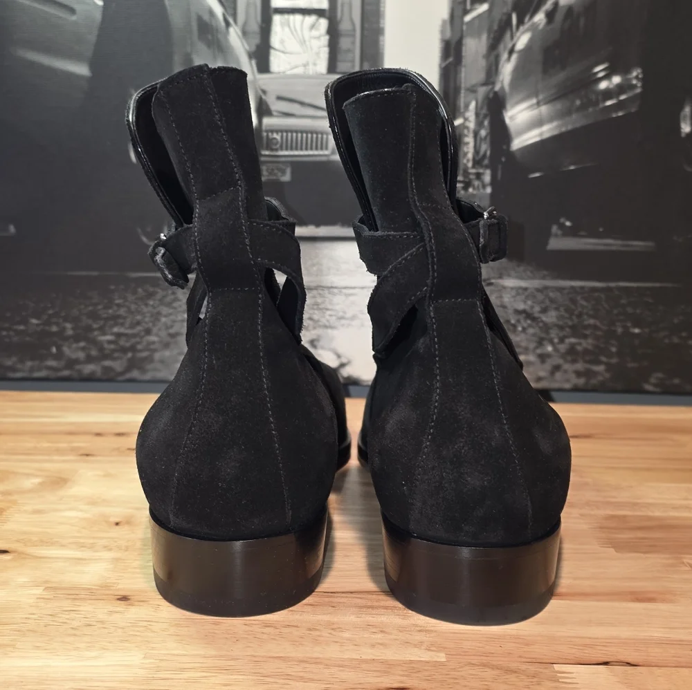 Saint Laurent Paris Wyatt Jodhpur harness boots in black suede EU 46 / US 13 - Picture 8 of 13